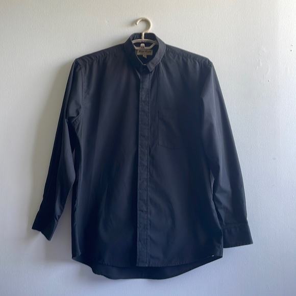 Black Long Sleeve Button Down Size 16 Friar Tuck - Picture 2 of 10